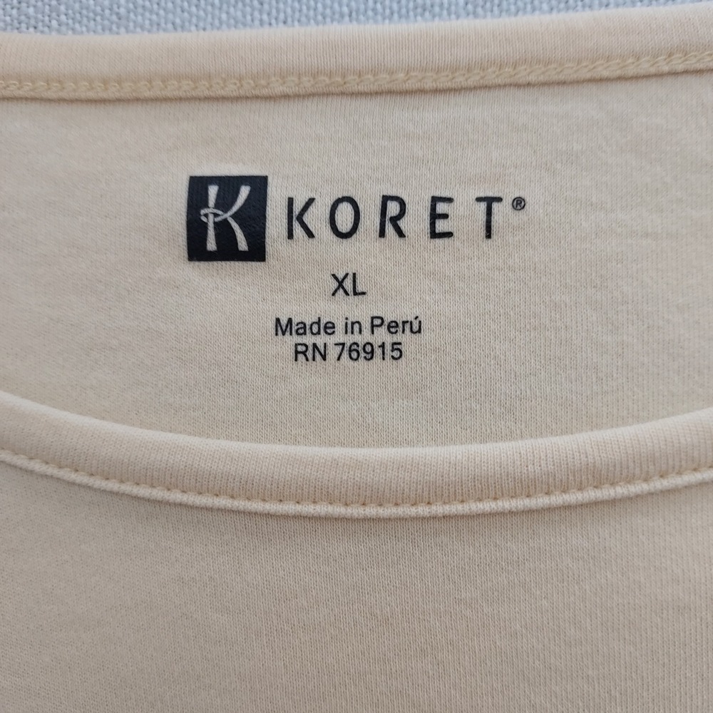 Koret Pima Cotton Layering Scoop Neck T Shirt‎ Top Yellow XL Curved Hem - Picture 5 of 7